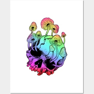 Overgrown skull. Mushrooms. Death - Life Posters and Art